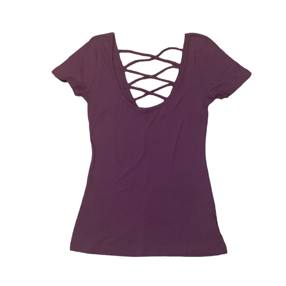 ALLOY Vintage Purple Lattice Back Shirt, size S